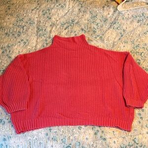 American Eagle Women's Pink Oversized Turtleneck Sweater